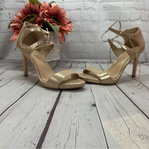 antonio melani gold strappy stilleto heel sandals formal wedding sz 8